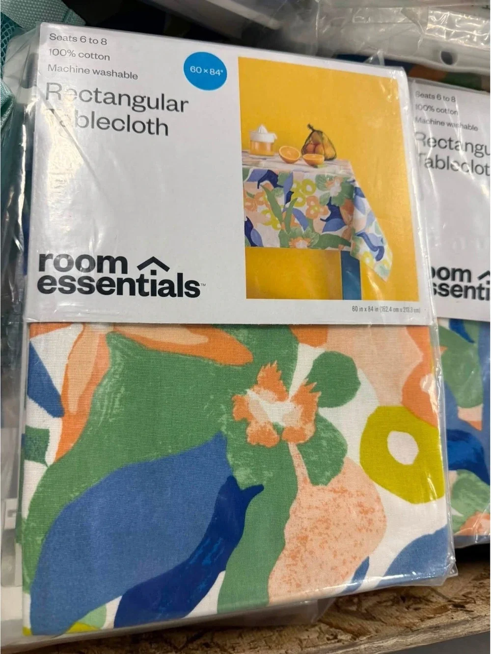 Room Essentials 100% Cotton Rectangular Tablecloth 60x84 Floral Machine Washable